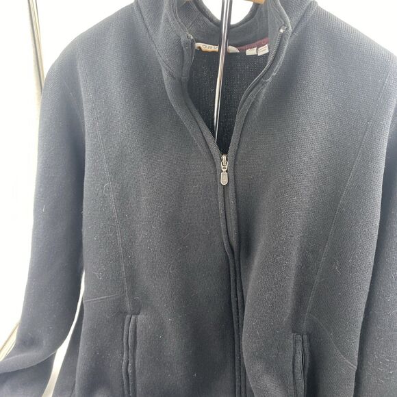Orvis Fleece Jacket Womens XL Black Full Zip Front Mock Neck - Picture 2 of 8